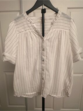 fig and flower White Blouse with Thin Black Pinstripes